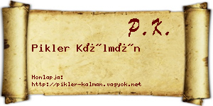 Pikler Kálmán névjegykártya
